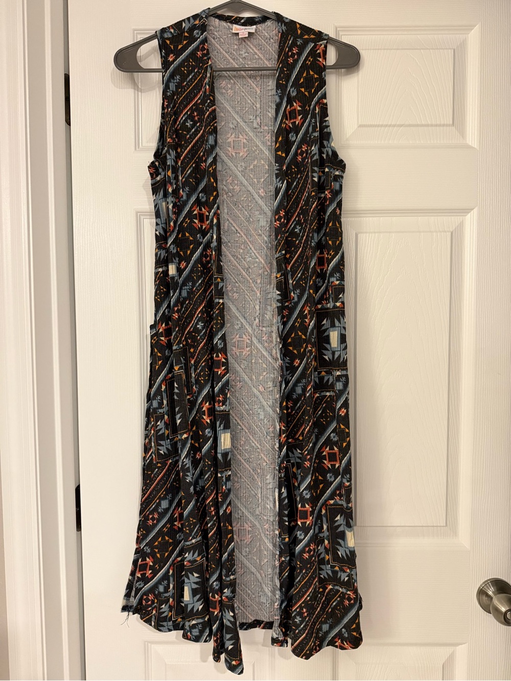 Lularoe Joy Vest/sleeveless cover up  - Black Multi